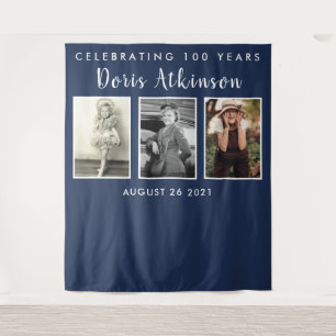100th birthday photo collage backdrop banner tapestry