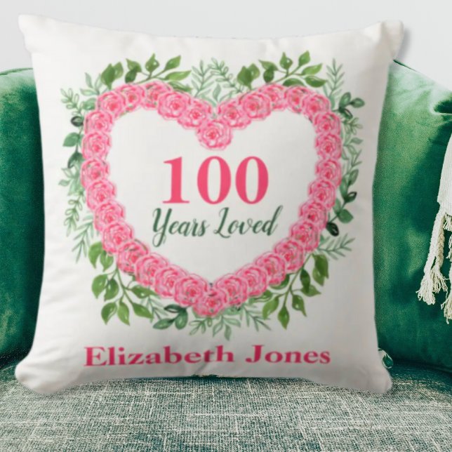 100th Birthday Pillow - 100 Years Loved Design (Creator Uploaded)