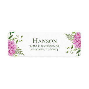 100th Birthday Pink Hydrangeas Return Address Label