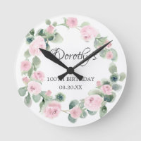 100th Birthday Pink Rose Floral Eucalyptus Wreath