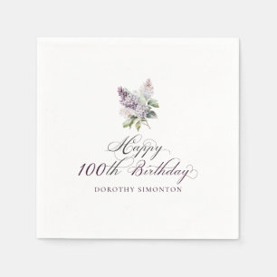 100th Birthday Purple Lilac Spring Flower Napkin