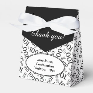 100th Birthday Random Number Pattern Black/White Favour Box