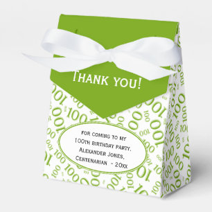 100th Birthday Random Number Pattern Green/White Favour Box