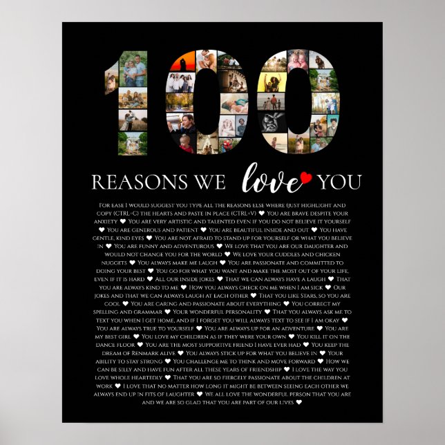 100th birthday reasons why we love you photo poster (Front)