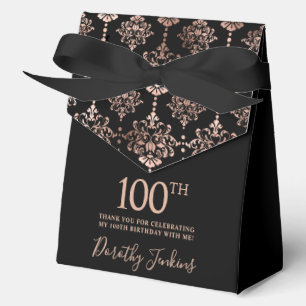 100th Birthday Rose Gold Elegant Thank You Favour Box