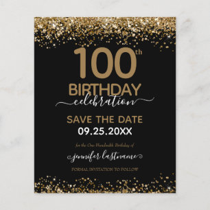 100th Birthday Save the Date Budget Invitation