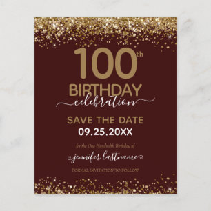 100th Birthday Save the Date Budget Invitation