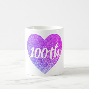 100th birthday sequin heart mug