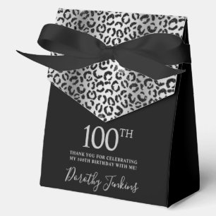 100th Birthday Silver Leopard Print Thank You  Favour Box
