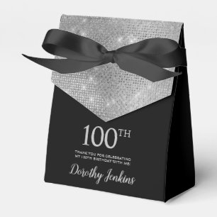 100th Birthday Silver Thank You Favour Box