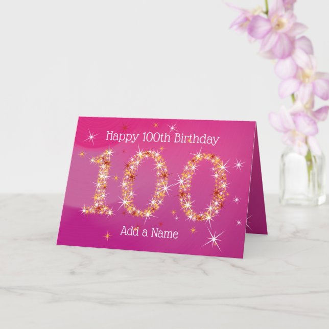 100th Birthday - Stars - Pink Gold - OLD CARD (Orchid)