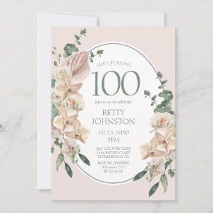 100th Birthday Tropical Floral Invitation