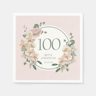 100th Birthday Tropical Floral Napkin