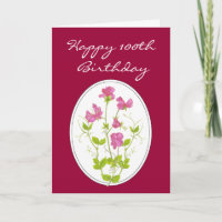 100th Birthday Watercolor Sweet Pea with Scripture