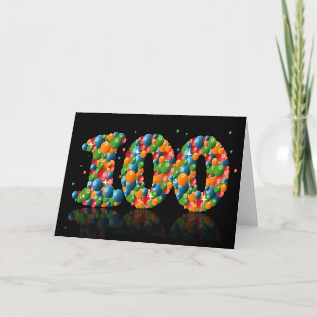 100th birthday with numbers formed from balls card (Front)