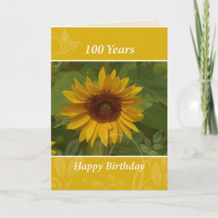 100th Birthday with Sunflower Card