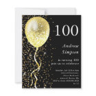 100th | Black & Gold Birthday Budget Invitation