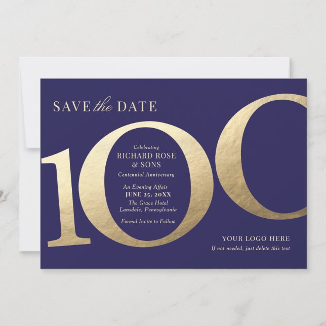 100th Business Save the Date Invitation (Front)