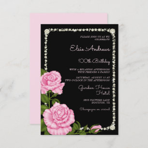 100th Centenarian Roses Birthday Invitation