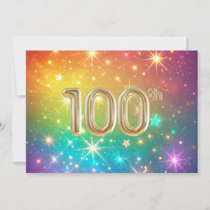 100th Colourful Rainbow star space  Holiday Card
