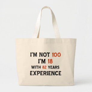 100th cool birthday designs large tote bag