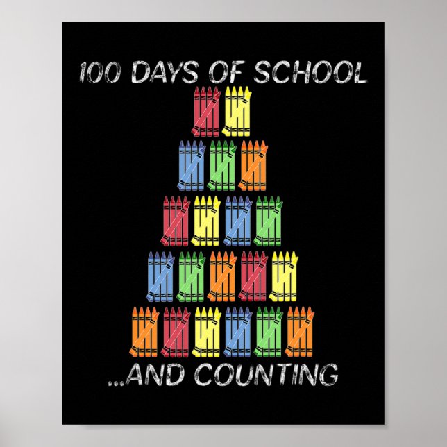 100th Day 100 Days Of School Crayons Tally  Poster (Front)