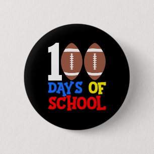 100th Day 100 Days Of School Football Sports  6 Cm Round Badge