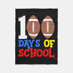 100th Day 100 Days Of School Football Sports  Fleece Blanket