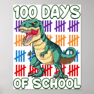 100th Day Dino 100 Days Of School Students  Poster