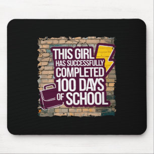 100th Day Funny Outfit Girls & Student 100 Day Mouse Pad