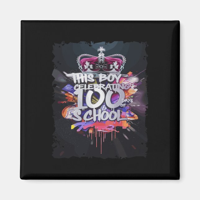 100th Day Funny Outfit Graffiti Completed 100 Days Magnet (Front)
