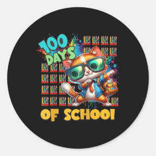 100th Day Funny Outfit Teacher & Student 100 D Classic Round Sticker