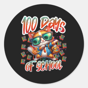 100th Day Funny Outfit Teacher & Student 100 D Classic Round Sticker