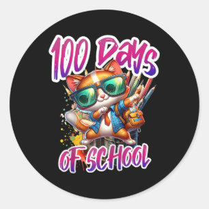 100th Day Funny Outfit Teacher &amp; Student 100 D Classic Round Sticker