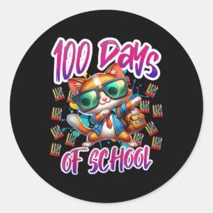 100th Day Funny Outfit Teacher & Student 100 D Classic Round Sticker