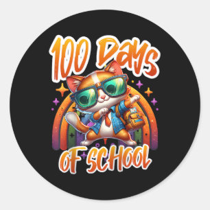 100th Day Funny Outfit Teacher & Student 100 D Classic Round Sticker