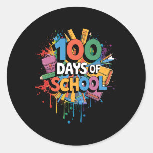 100th Day Funny Outfit Teacher & Student 100 D Classic Round Sticker