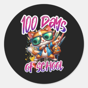 100th Day Funny Outfit Teacher &amp; Student 100 D Classic Round Sticker