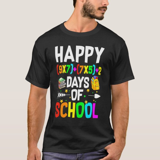 100th Day Math Teacher Math Formula Happy 100 Days T-Shirt (Front)