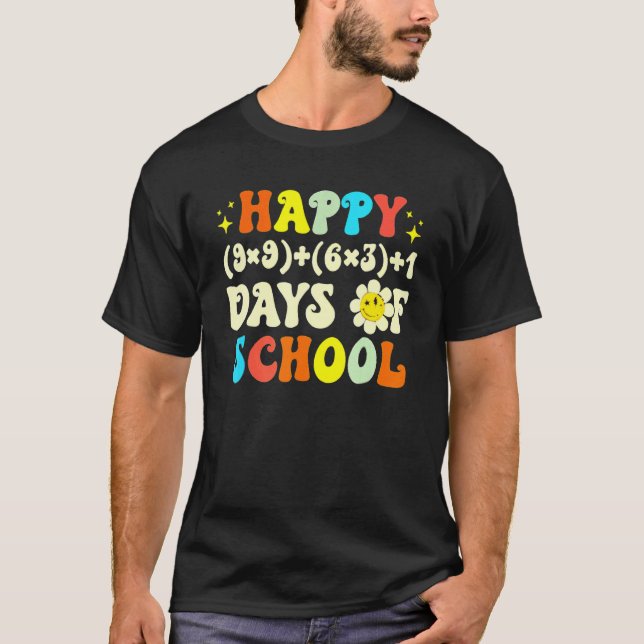 100th Day Math Teacher Math Formula Happy 100 Days T-Shirt (Front)