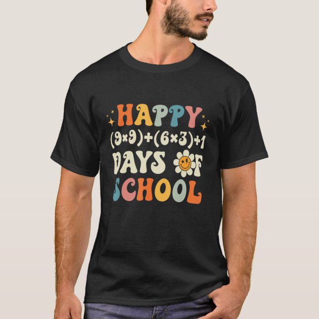 100th Day Math Teacher Math Formula Happy 100 Days T-Shirt (Front)