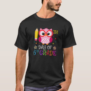 100th Day Of 6th Grade Owl lover Gift Kids Girls L T-Shirt
