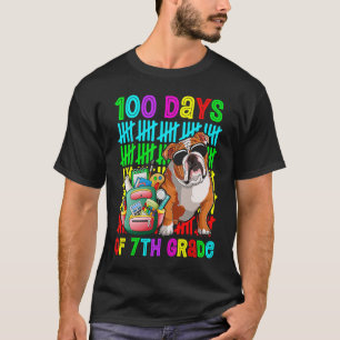 100th Day Of 7th Grade Boys Kids English Bulldog D T-Shirt