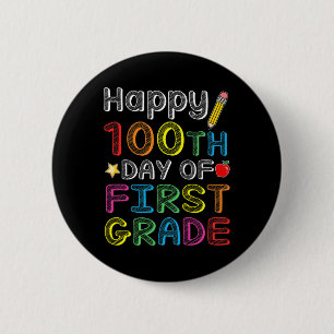 100th Day Of First Grade - Colourful 100 Days Gift 6 Cm Round Badge