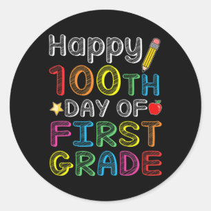 100th Day Of First Grade - Colourful 100 Days Gift Classic Round Sticker