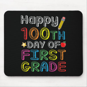 100th Day Of First Grade - Colourful 100 Days Gift Mouse Pad