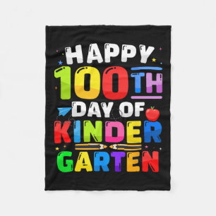 100th Day Of Kindergarten 100 Days For Teacher Kid Fleece Blanket