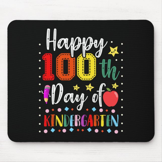 100th Day Of Kindergarten Colourful Teacher And St Mouse Pad (Front)