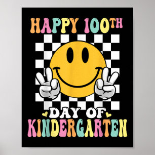 100th Day Of Kindergarten Cute Smile Face 100 Days Poster