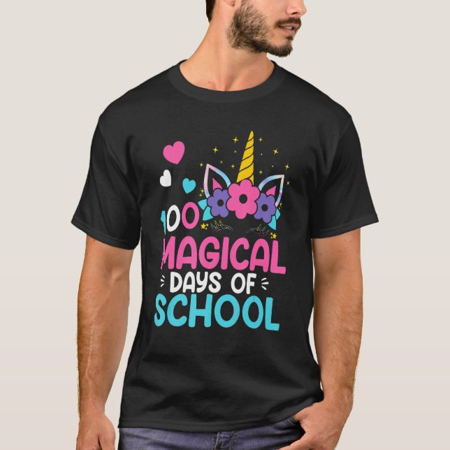 100th Day Of Kindergarten For Girls 100 Magical Da T-Shirt (Front)